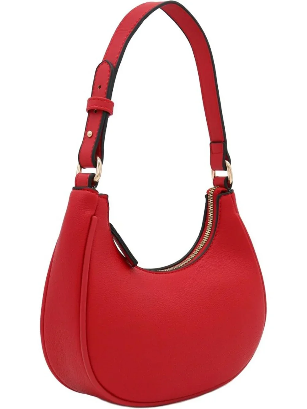 Women Red Small Crescent For Trendy Underarm Purse Zipper Shoulder Bag